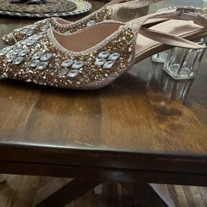 Elegant Crystal Embellished Slingback Heels